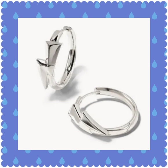 NEW KENDRA SCOTT BOLT SILVER HUGGIE EARRINGS - Picture 4 of 5